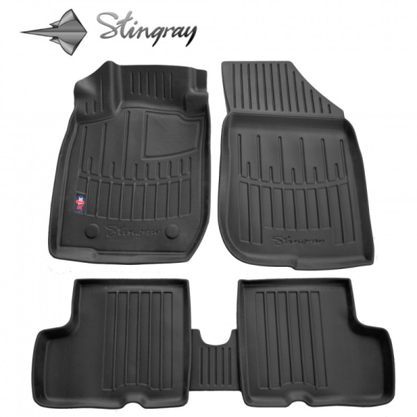 3D gummimattor DACIA Duster 2010-2015, 5 pc. (2WD) / svart / 5018275 / högre kanter