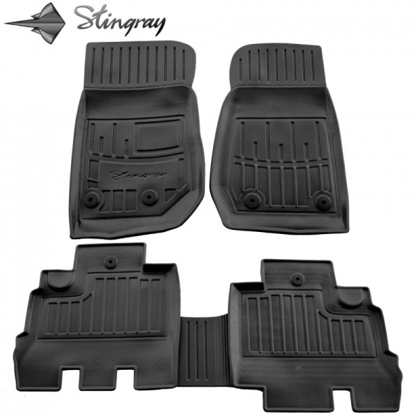 3D gummimattor JEEP Wrangler JK (5 dörrar) 2007-2018, 5 st / svart / 5046065 / högre kanter